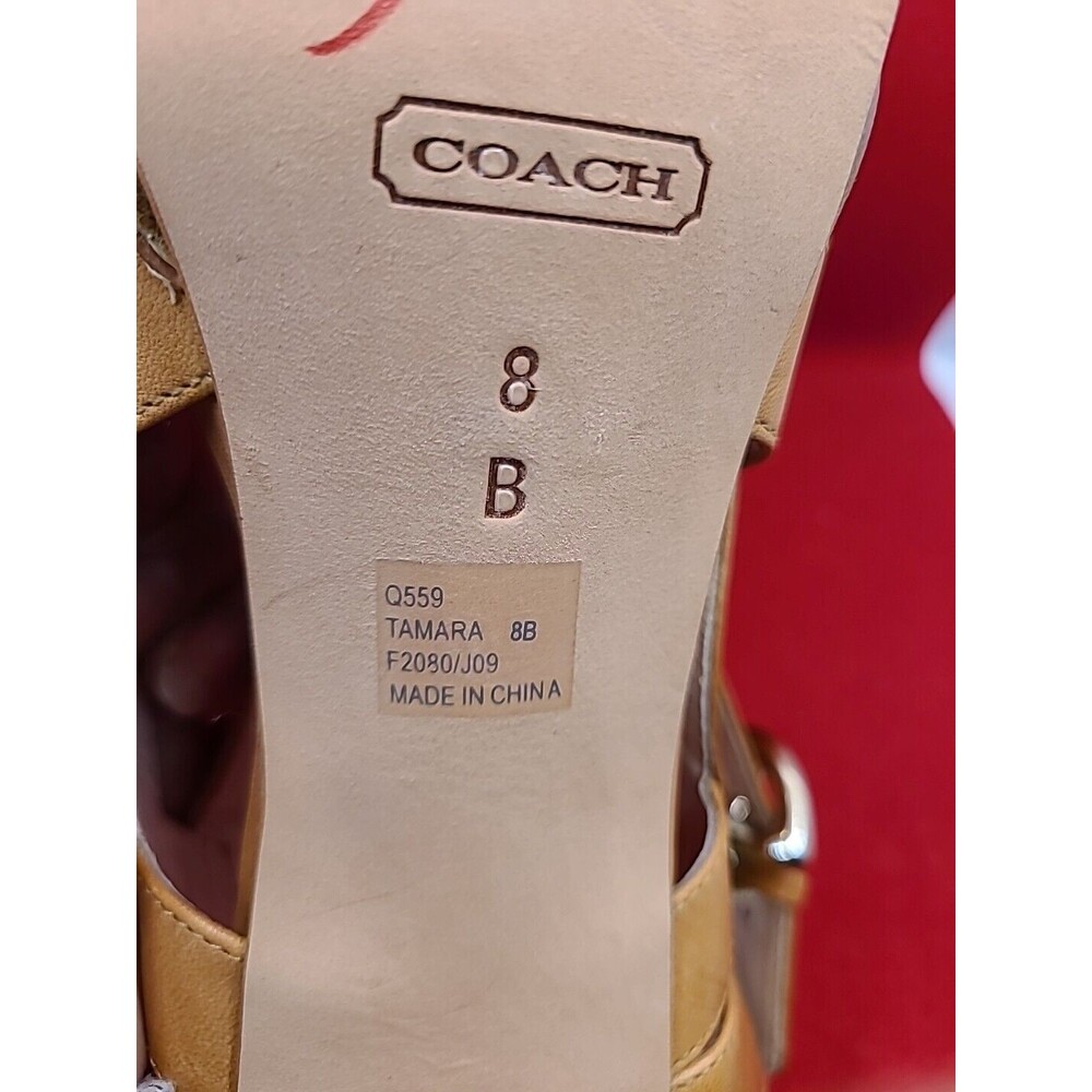 $298 Coach Tamara Vachetta Strappy Heels Women's Shoes Size US 8 M Natural - Picture 7 of 12